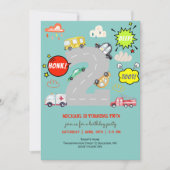 Invitation Jour anniversaire de l'enfant véhicule bip de miel (Devant)