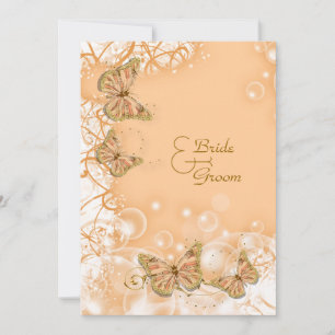 Invitation Jour anniversaire du fiançailles mariage Peach or