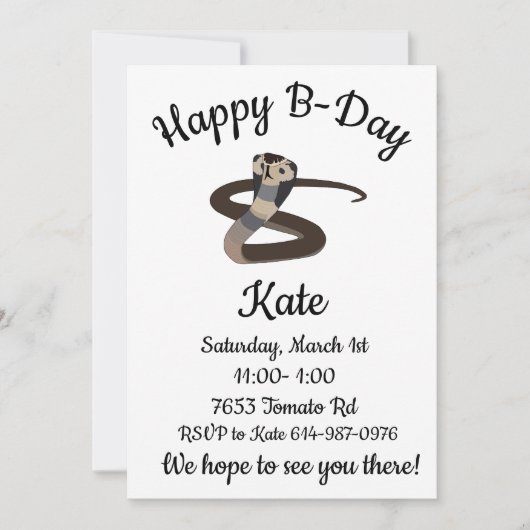 Invitation Jour B du roi Cobra (Devant)