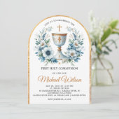 Invitation Jour béni Première Communion florale (Debout devant)