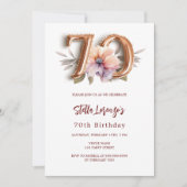 Invitation Jour blanc de pêche en or 70e anniversaire (Devant)