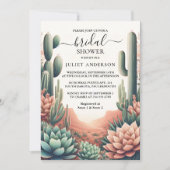 Invitation Jour Boho Leaf Desert Cactus Fête des mariées Succ (Devant)