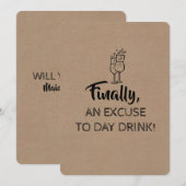 Invitation Jour Boire Excusez Drôle Épouse (Devant / Derrière)