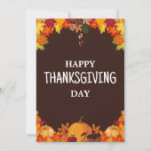 Invitation Jour Brown & Orange Simple Bon thanksgiving (Devant)