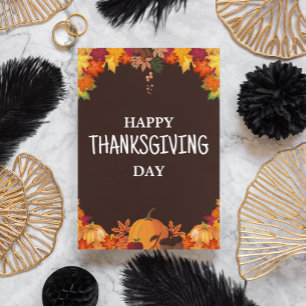 Invitation Jour Brown & Orange Simple Bon thanksgiving