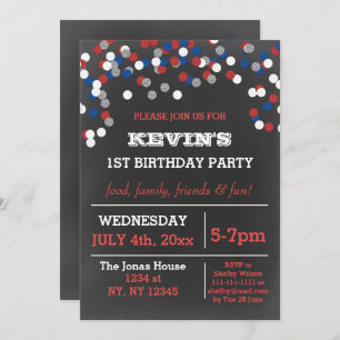 Invitation Jour commémoratif du Red White Blue Confetti