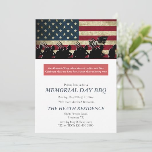 Invitation Jour commémoratif Silhouette des anciens combattan (Debout devant)