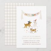 Invitation Jour d’anniversaire du thème Pawty Dog (Devant / Derrière)