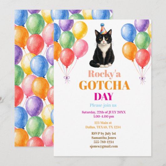 Invitation Jour d'adoption Fête d'adoption Chat Smoking Pet (Devant / Derrière)