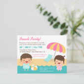 Invitation Jour d'anniversaire à la plage de Cute Kids Swimsu (Debout devant)