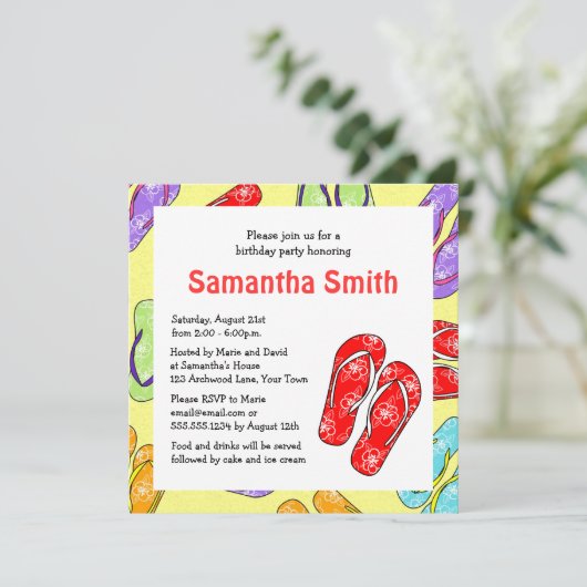 Invitation Jour d'anniversaire à thème sur la plage de Cube F (Debout devant)