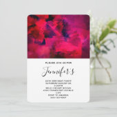 Invitation Jour d'anniversaire Abstrait rouge foncé et violet (Debout devant)