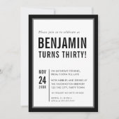 Invitation JOUR D'ANNIVERSAIRE ADULTE typographie moderne noi (Devant)