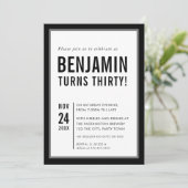 Invitation JOUR D'ANNIVERSAIRE ADULTE typographie moderne noi (Debout devant)