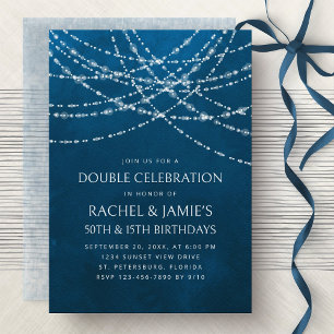 Invitation Jour d'anniversaire bleu avec double chaîne
