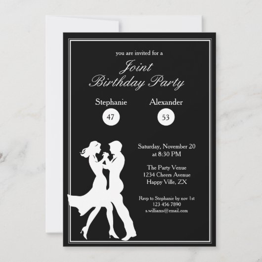 Invitation Jour d'anniversaire conjoint Adultes White Dance C (Devant)