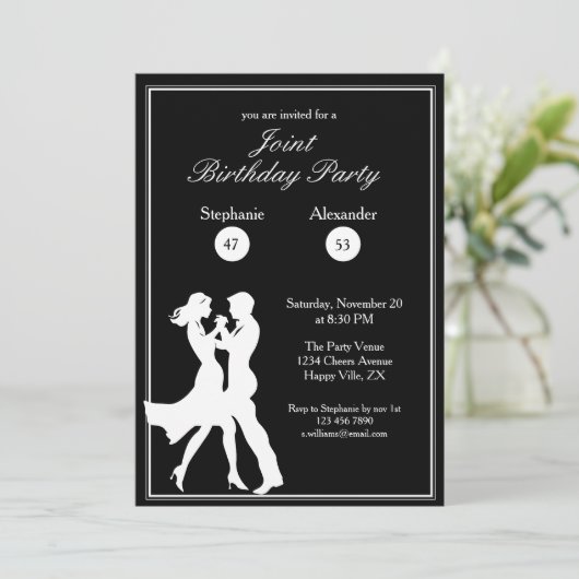 Invitation Jour d'anniversaire conjoint Adultes White Dance C (Debout devant)