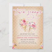 Invitation Jour d'anniversaire conjoint de deux Scoops de crè (Devant)