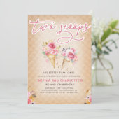 Invitation Jour d'anniversaire conjoint de deux Scoops de crè (Debout devant)