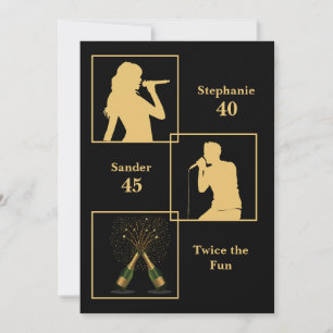 Invitation Jour d'anniversaire conjoint Double l'or noir amus