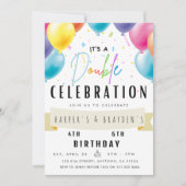 Invitation Jour d'anniversaire conjoint frère double partie (Devant)