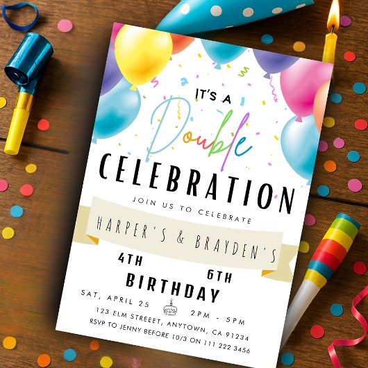 Invitation Jour d'anniversaire conjoint frère double partie