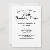 Invitation Jour d'anniversaire conjoint triple le minimaliste (Dos)