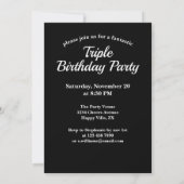 Invitation Jour d'anniversaire conjoint triple le minimaliste (Dos)