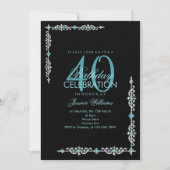 Invitation Jour d'anniversaire d'Aqua Gem décoratif classique (Devant)