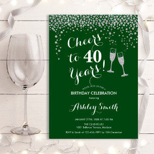 Invitation Jour D'Anniversaire De 40 Ans - Silver Green