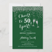 Invitation Jour D'Anniversaire De 50 Ans - Argent Vert (Devant)
