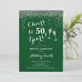 Invitation Jour D'Anniversaire De 50 Ans - Argent Vert (Debout devant)