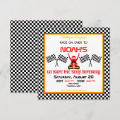 Invitation Jour d'anniversaire de Boy Go Kart et drapeau de c (Devant / Derrière)