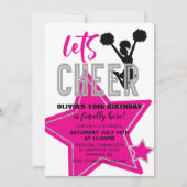 Invitation Jour d'anniversaire de la Cheerleader rose argent  (Devant)