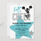 Invitation Jour d'anniversaire de la Cheerleader turquoise ar (Devant)