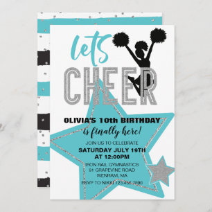 Invitation Jour d'anniversaire de la Cheerleader turquoise ar