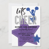 Invitation Jour d'anniversaire de la Cheerled Purple Blue (Devant)