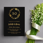 Invitation Jour d'anniversaire de la couronne florale en or n