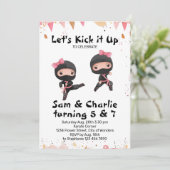 Invitation Jour d'anniversaire de la double soeur Ninja (Debout devant)