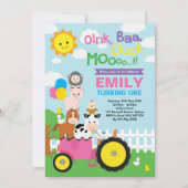 Invitation Jour d'anniversaire de la ferme des animaux de la (Devant)