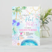 Invitation Jour d'anniversaire de la fête de la piscine de Ne (Debout devant)