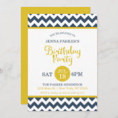 Invitation Jour d'anniversaire de la Marine moderne Jaune Or (Devant / Derrière)