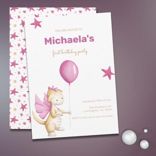 Invitation Jour d'anniversaire de la mignonne fille rose Drag