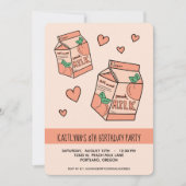 Invitation Jour d'anniversaire de la mignonne pêche au lait (Devant)