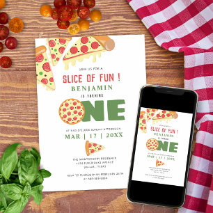 Invitation Jour d'anniversaire de la partie de Pizza moderne