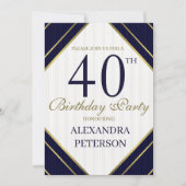 Invitation Jour d'anniversaire de la Royal Blue White and Gol (Devant)