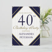 Invitation Jour d'anniversaire de la Royal Blue White and Gol (Debout devant)