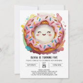 Invitation Jour d'anniversaire de la Simple Donuts Moderne (Devant)