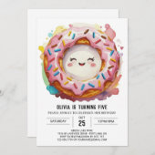 Invitation Jour d'anniversaire de la Simple Donuts Moderne (Devant / Derrière)