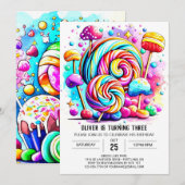 Invitation Jour d'anniversaire de la sucrerie personnalisée (Devant / Derrière)